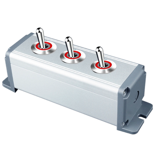 铝合金按钮盒1/2/3/4/5孔金属防水开关盒led带灯自锁拨动钮子开关