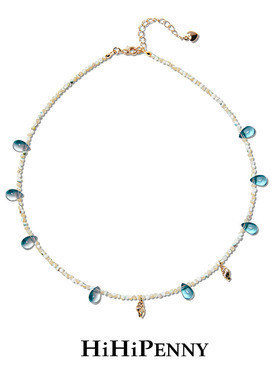 Hihipenny/sicily系列梦幻海洋天然贝壳海螺蓝色水滴吊坠项链手链