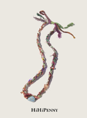 HiHipenny/温暖壁炉真丝纱线手工编绳复古老琉璃陶瓷珠项链毛衣链