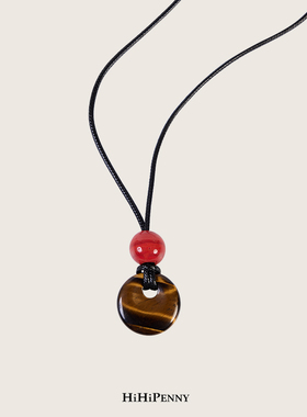 HiHipenny/虎眼石尼泊尔琉璃毛衣链复古手工蜡绳编织