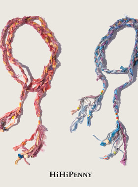 HiHipenny/温暖壁炉手工编绳真丝纱线项链复古老琉璃陶瓷珠毛衣链