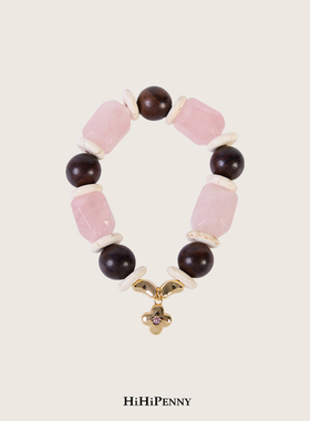 HiHipenny/天然粉水晶木珠手串柔美手链