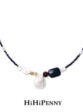 Hihipenny/sicily系列夏沫星辰天然蓝沙珍珠项链贝壳花瓣吊坠串珠