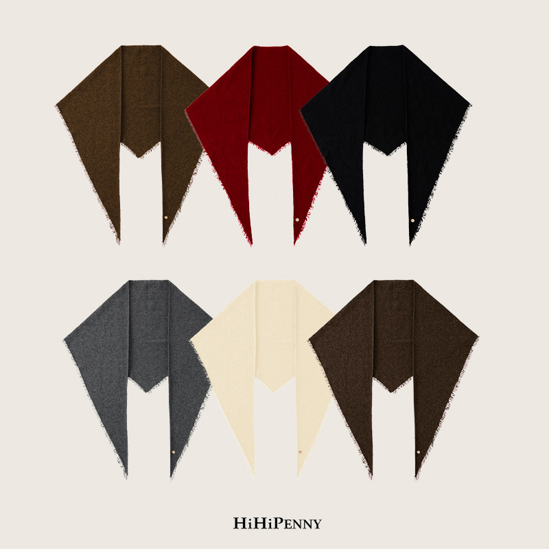 HiHipenny/羊毛混纺三角巾流苏温柔包裹感秋冬围巾