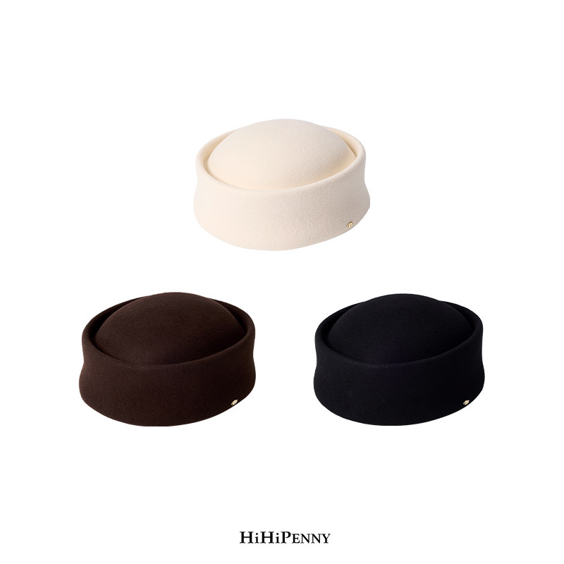 HiHipenny/“赫本假日”法式复古纯羊毛圆顶礼帽药盒帽
