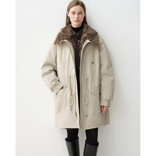 羽绒服中长款鱼尾派克服外套女