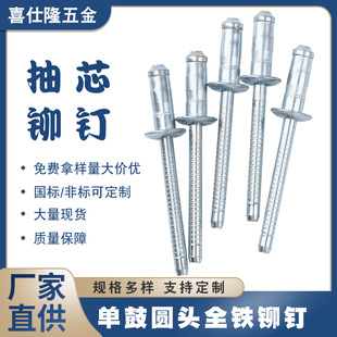 圆头铁双鼓铁拉钉拉铆钉铆钉铁铆钉 喜仕隆全铁单鼓拉钉抽芯铆钉