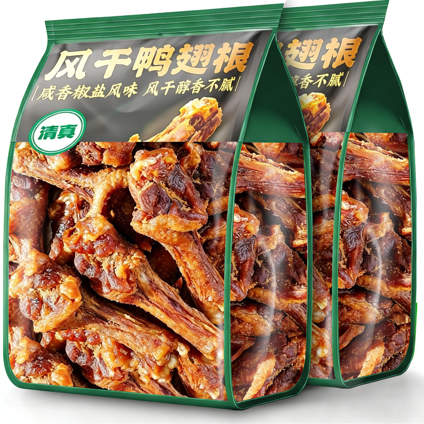 滇二娃风干鸭翅根椒盐麻辣味手撕小腿鸭肉零食办公解馋追剧小吃