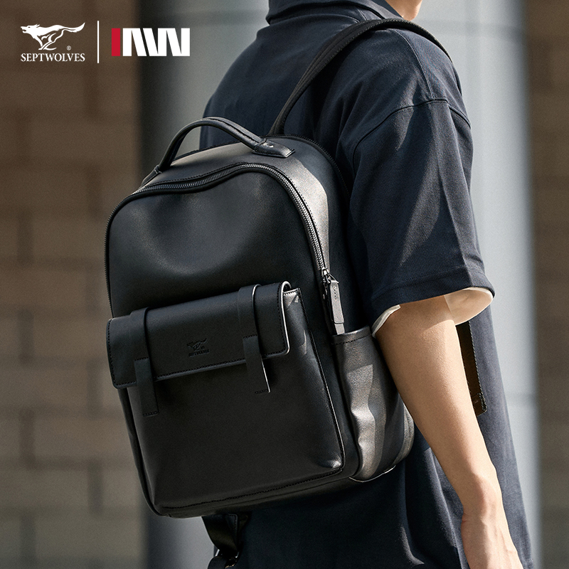 七匹狼皮质双肩包2025新款时尚