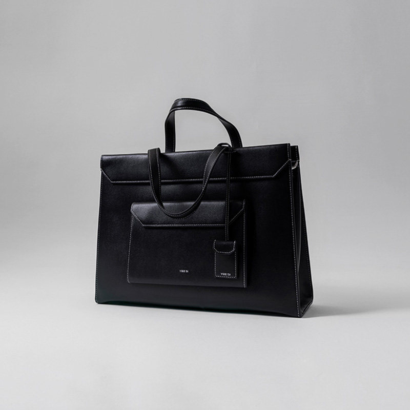 YEE SICLICK 商务翻口托特公文包头层牛皮单肩手提通勤包