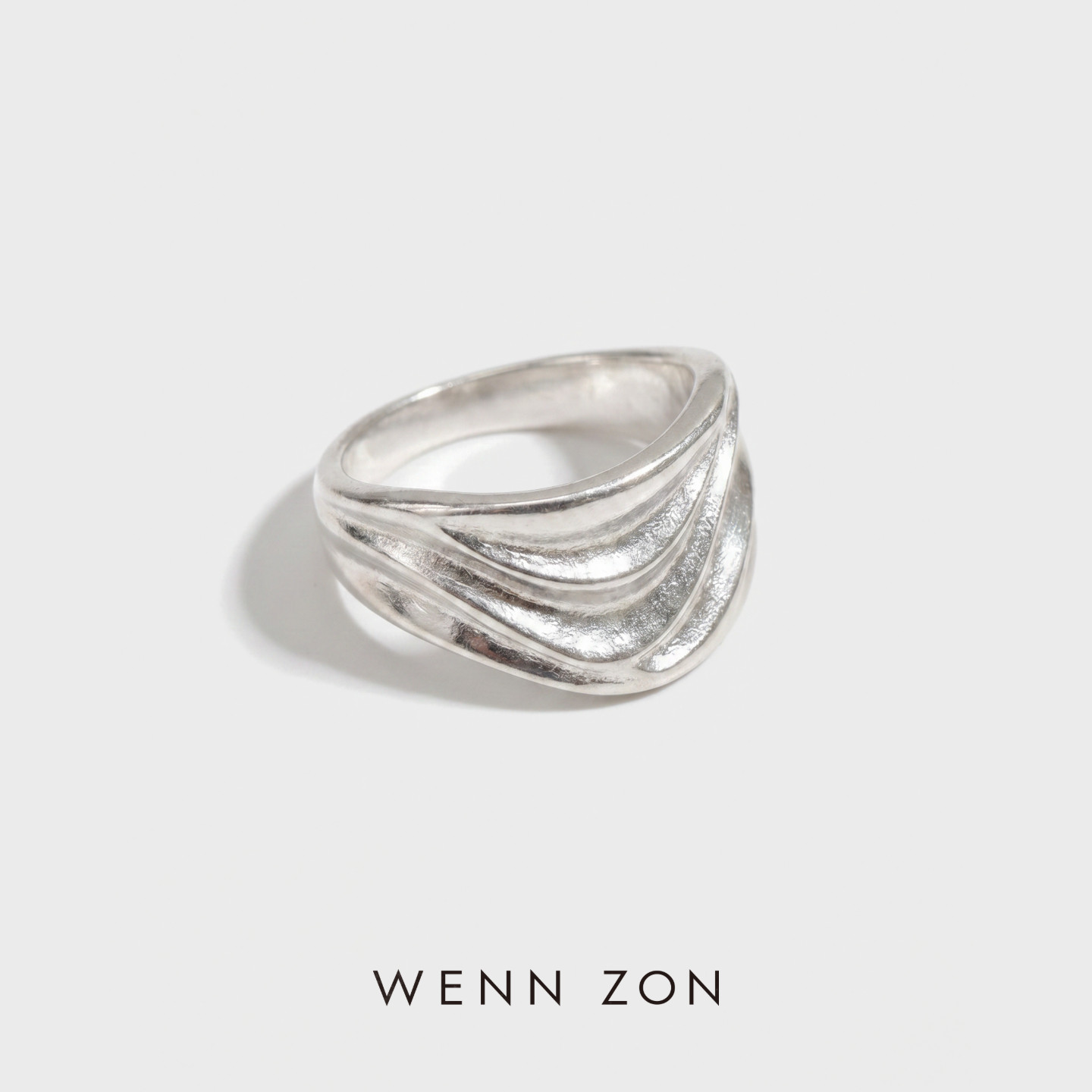 WENN ZON褶皱个性戒指 原创小众设计独特时尚食指宽戒高级感礼物