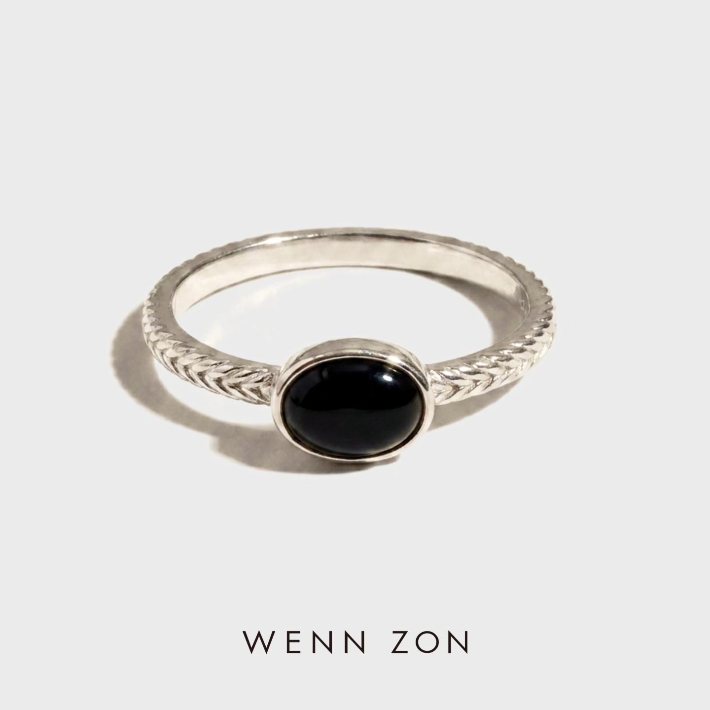 WENN ZON原创设计感黑玛瑙浅钛金色麦穗戒指气质百搭精致独特礼物