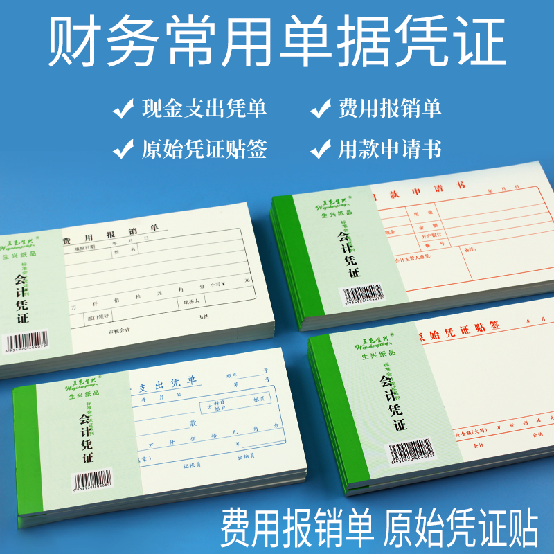 原始凭证贴签财务会计专用费用报销单用款申请书现金支出凭单单据