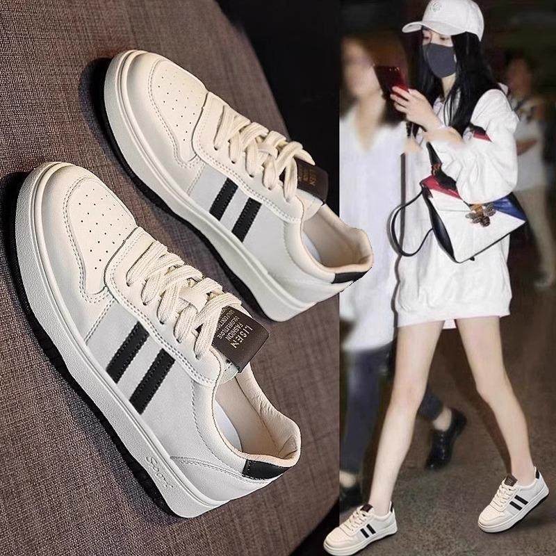 超火真皮小白鞋女2025新款春秋爆款跑步鞋子百搭平底运动休闲板鞋,女鞋,休闲板鞋,淘宝优惠券,粉丝福利购,淘宝优惠卷