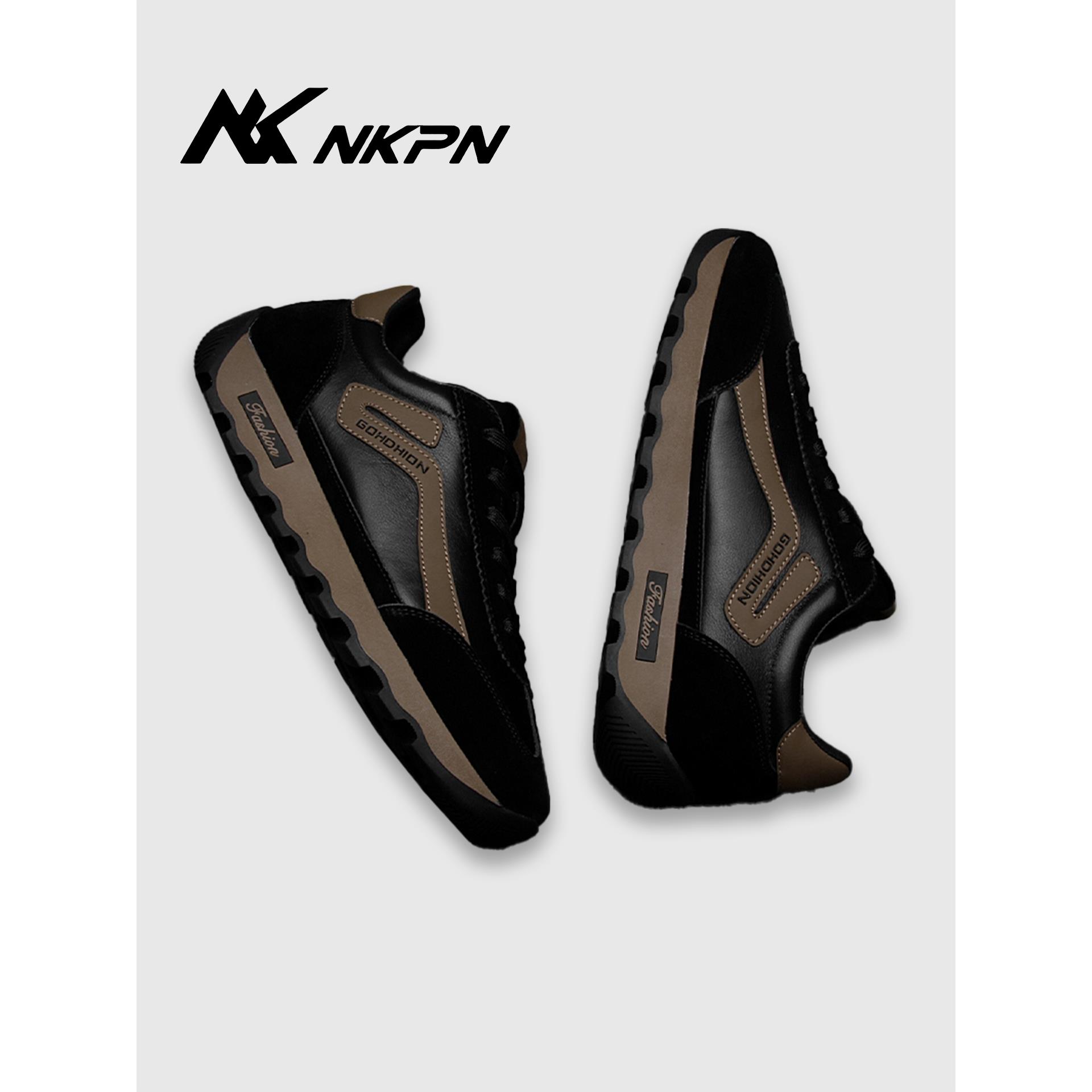 男士阿甘鞋2025年新款秋季高端透气软底真皮板鞋百搭运动休闲潮鞋