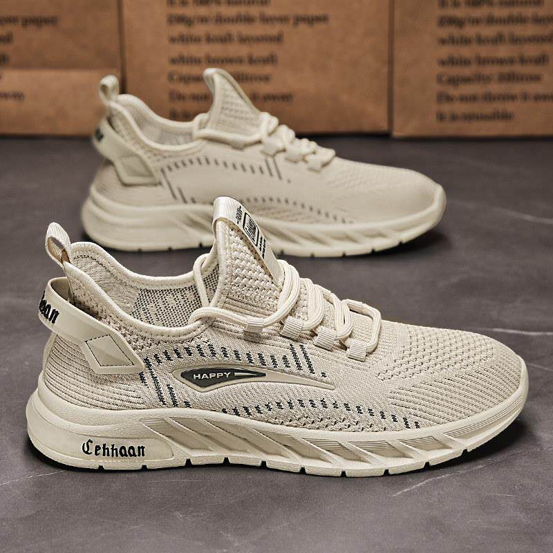 潮牌椰子男鞋夏季新款休闲 透气飞织网面鞋男士防臭运动软底跑步