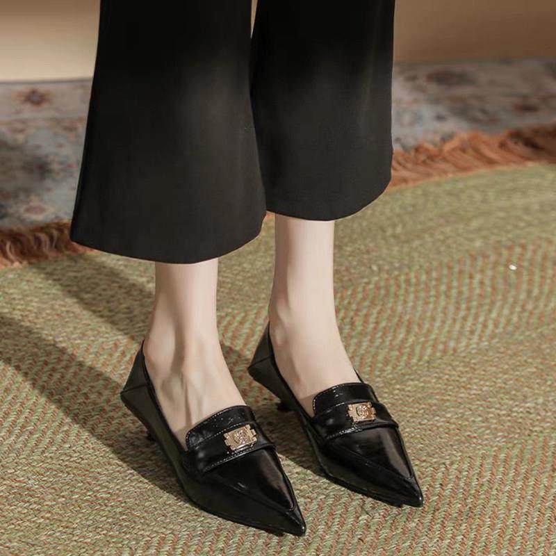 深口单鞋女2025新款春款细跟尖头气质复古英伦风小皮鞋3cm小跟鞋,女鞋,深口单鞋,淘宝优惠券,粉丝福利购,淘宝优惠卷