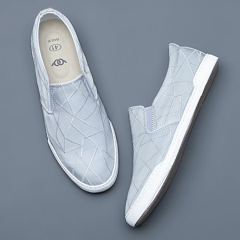 春夏鞋子男潮2024年新款透气百搭帆布鞋男士懒人一脚蹬休闲鞋薄款