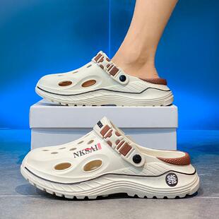 潮牌夏季外穿防滑防臭踩屎感椰子洞洞鞋男款包头拖鞋两用沙滩凉鞋