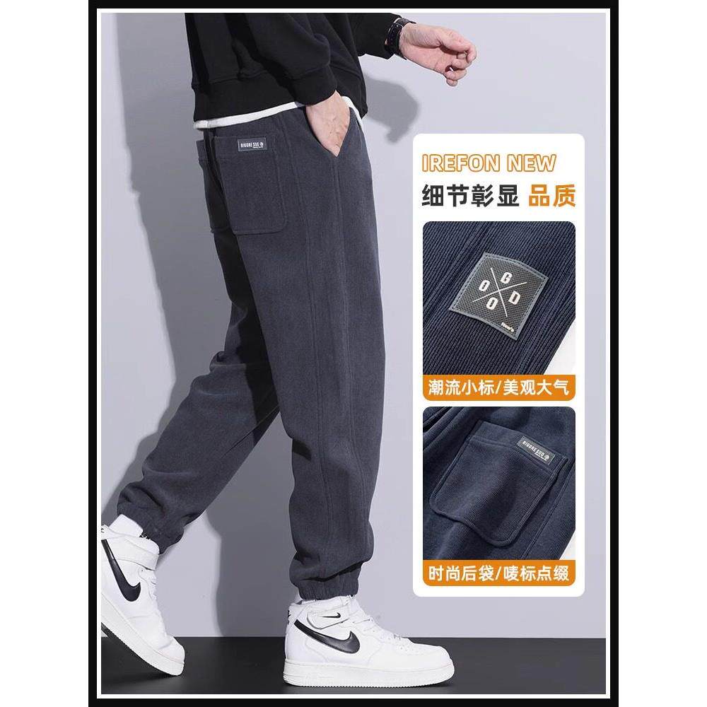 香港博奥绒运动裤男秋季新款潮牌宽松束脚休闲长裤子潮流秋冬卫裤