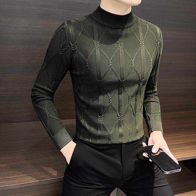 半高领毛衣男士秋冬季2025新款男装高级感内搭中领针织打底衫男款