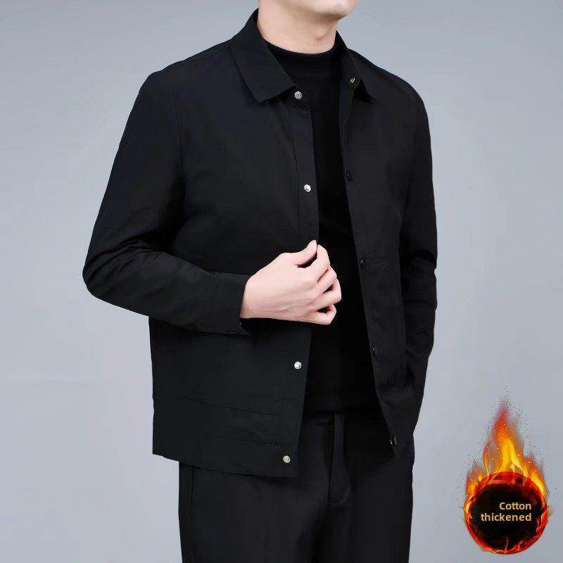 工装夹克男秋冬季2025新款加棉加厚商务行政上衣翻领保暖西装外套