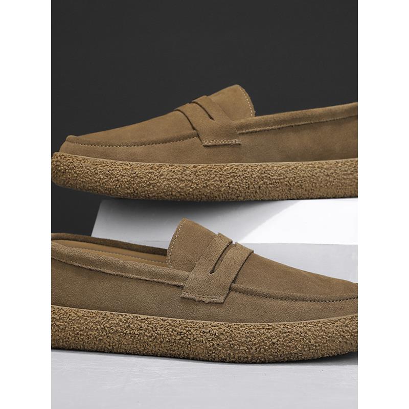 潮牌夏季新款英伦风豆豆鞋男休闲皮鞋男士懒人一脚蹬厚底乐福板鞋