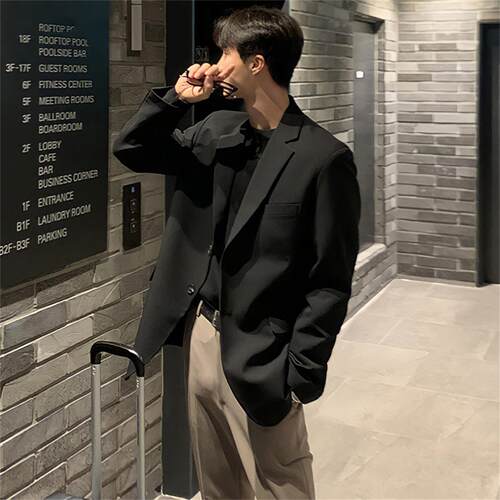 CLARALEE黑色小西装外套男士韩版痞帅正装制服高级感商务休闲西服