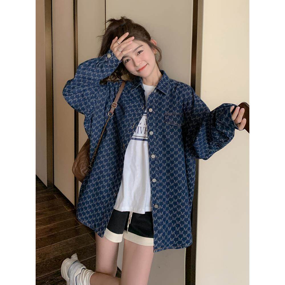 IT UNDER GARDEN 早秋季港风覆古衬衫小个子宽松小香风牛仔外套女