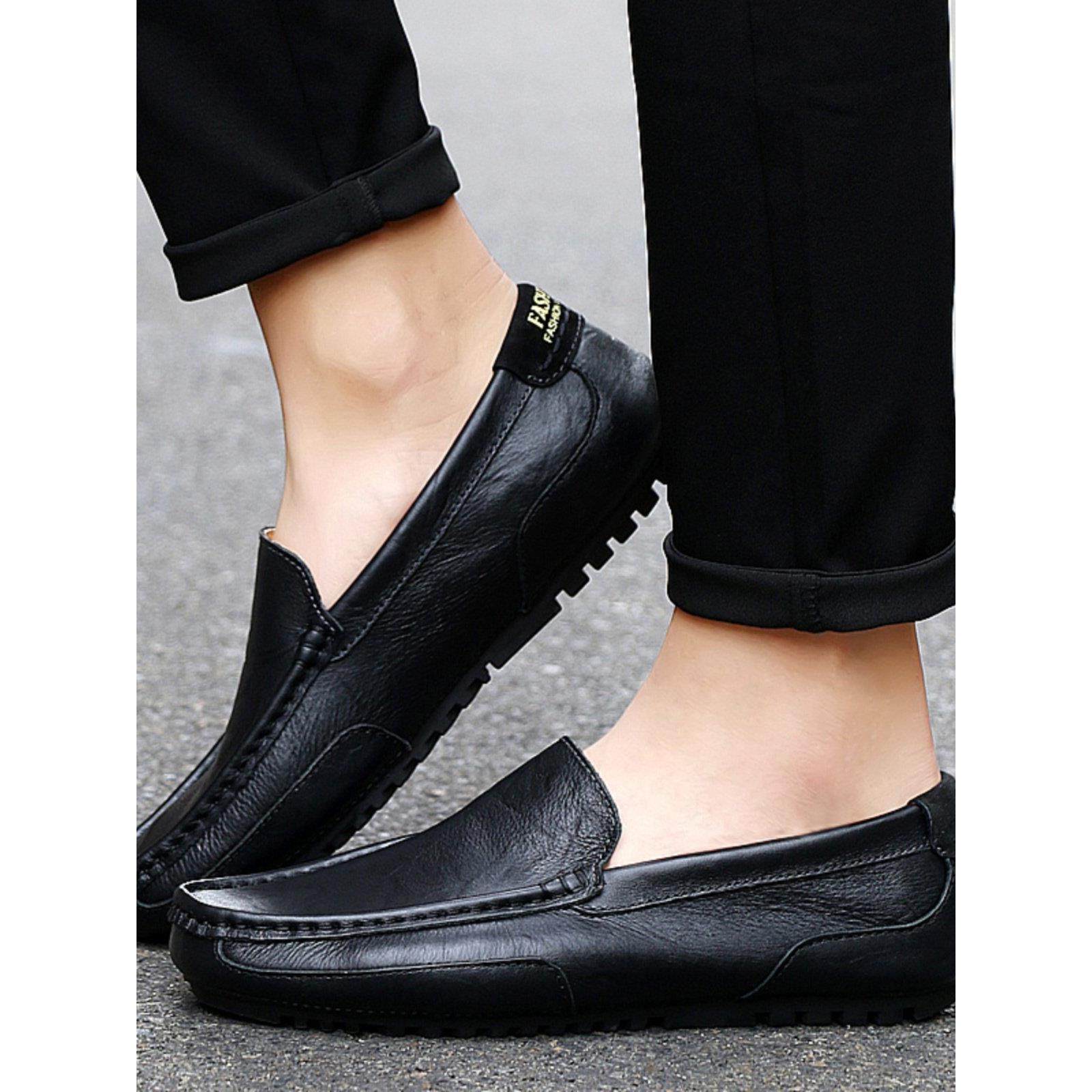 欧洲站2025新款男士真皮豆豆鞋韩版潮流软底休闲鞋子懒人开车皮鞋,流行男鞋,乐福鞋（豆豆鞋）,淘宝优惠券,粉丝福利购,淘宝优惠卷