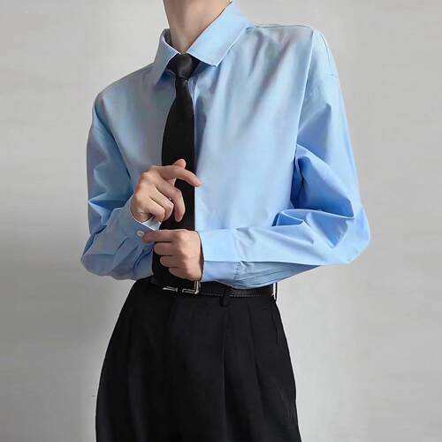 CLARALEE中性风长袖衬衫男春季高级感dk制服上衣时尚气质纯色衬衣