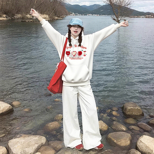 白色卫衣女款小个子春秋2025新款爆款连帽设计感小众深秋外套加厚