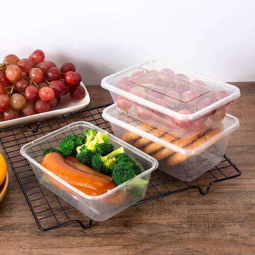 5形00mlF-001加厚包盒长方餐盒塑料PP带盖快水果透明饭打盒便当餐