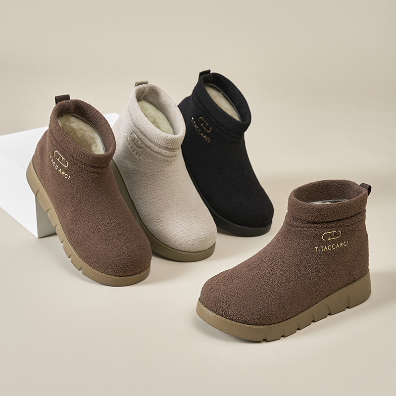 绵羊毛雪地靴冬季短筒飞织加绒加厚休闲女鞋圆头时尚百搭棉鞋棉靴,女鞋,时尚雪地靴,淘宝优惠券,粉丝福利购,淘宝优惠卷