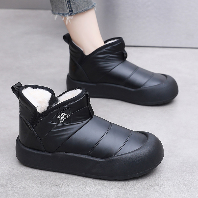 短筒雪地靴女款2024冬季厚底加绒加厚保暖防水一脚蹬时尚妈妈棉鞋,女鞋,时尚雪地靴,淘宝优惠券,粉丝福利购,淘宝优惠卷