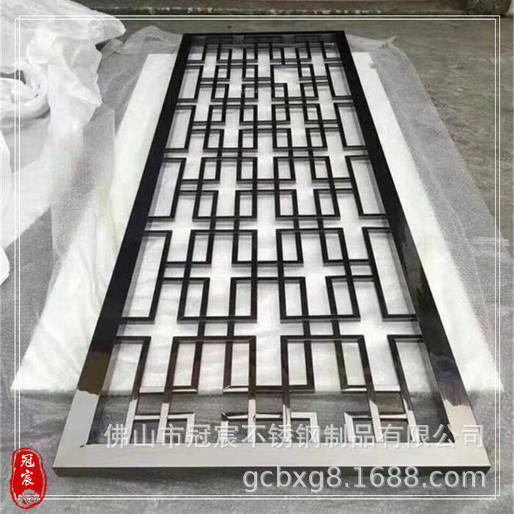 厂家直销别墅客厅玫瑰金不锈钢隔断花格墙效果图 酒店屏风玄关