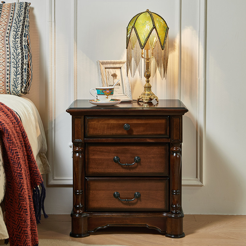 美式全实木床头柜核桃木床边柜