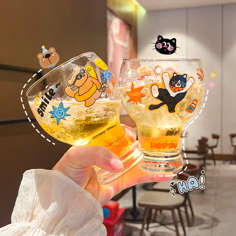 卡通啤酒杯大容量玻璃杯水杯家用