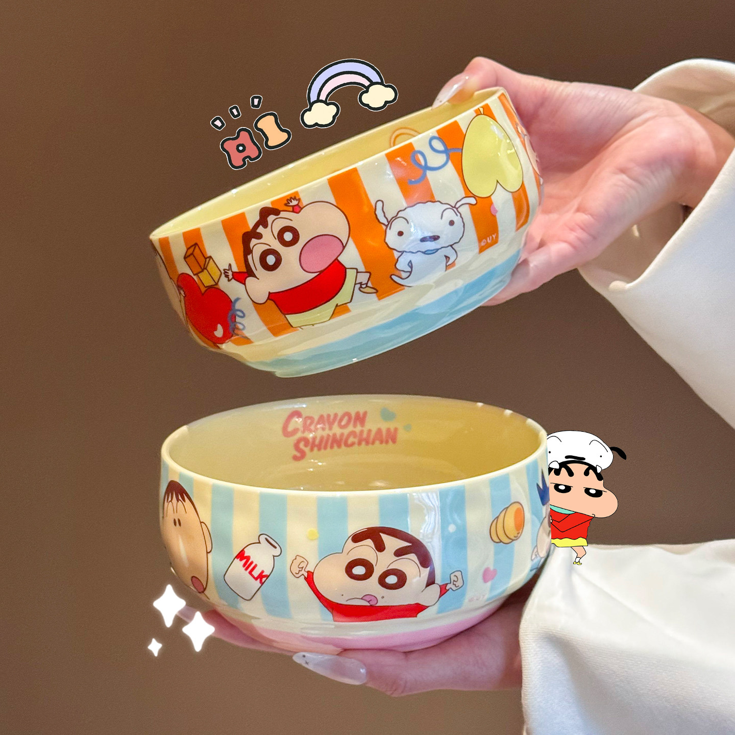 蜡笔小新陶瓷面碗家用大容量图片