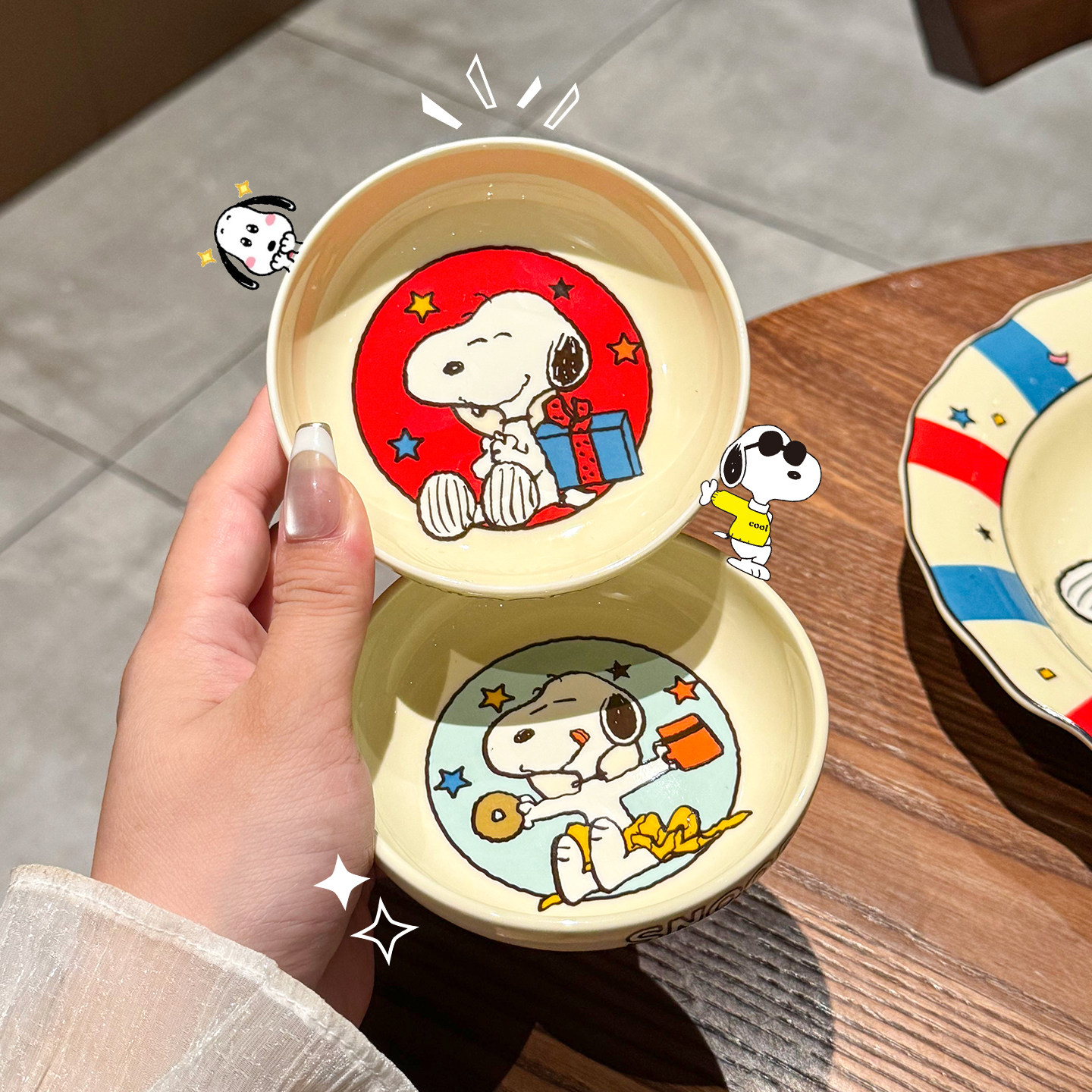 史努比蘸料碟可爱小碟子家用陶瓷图片