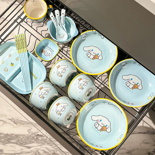 大耳狗餐具碗碟套装 儿童吃饭碗三丽鸥陶瓷碗盘子菜盘 家用2025新款