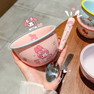 高颜值米饭碗个人专用单个吃饭碗 美乐蒂餐具陶瓷饭碗家用2024新款
