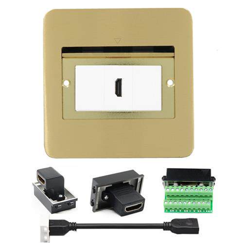 120型HDMI地插纯铜隐藏式面板 弯头直头带延长线高清免焊地面插座