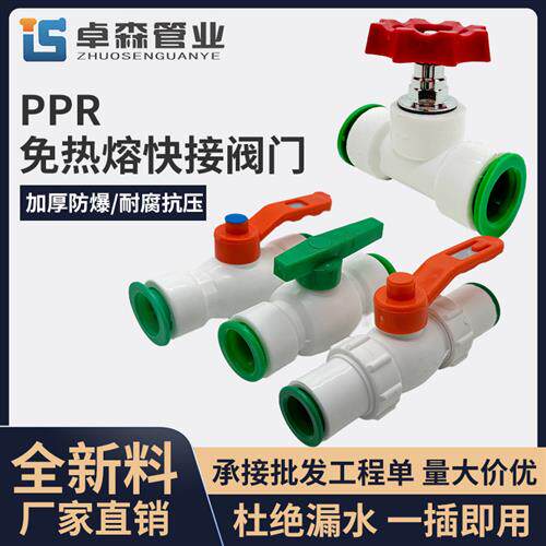 ppr快接 免热熔阀门 闸阀球阀 4分6分快接开关快速接头抢修阀直插