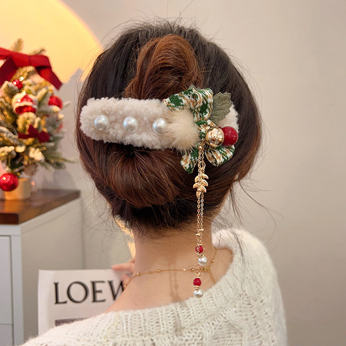 新年秋冬毛绒夹子头饰发夹