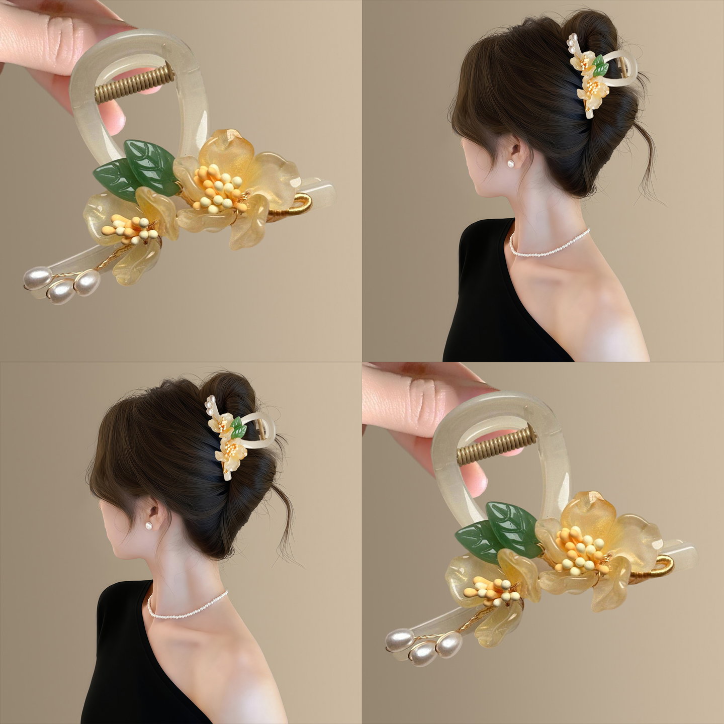 风止秋水~新中式金桂发夹女