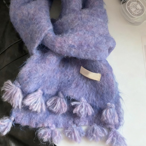 糯叽叽~紫色流苏仿羊绒围巾秋冬