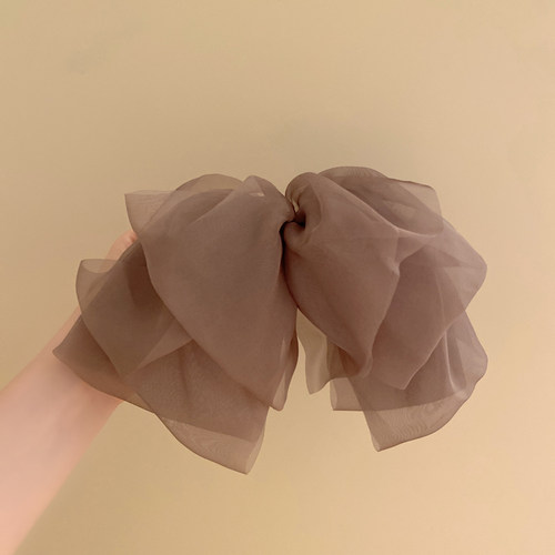 高端网纱大蝴蝶结一字弹簧夹半扎