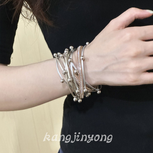 银色编织多层叠戴手链女独特小众