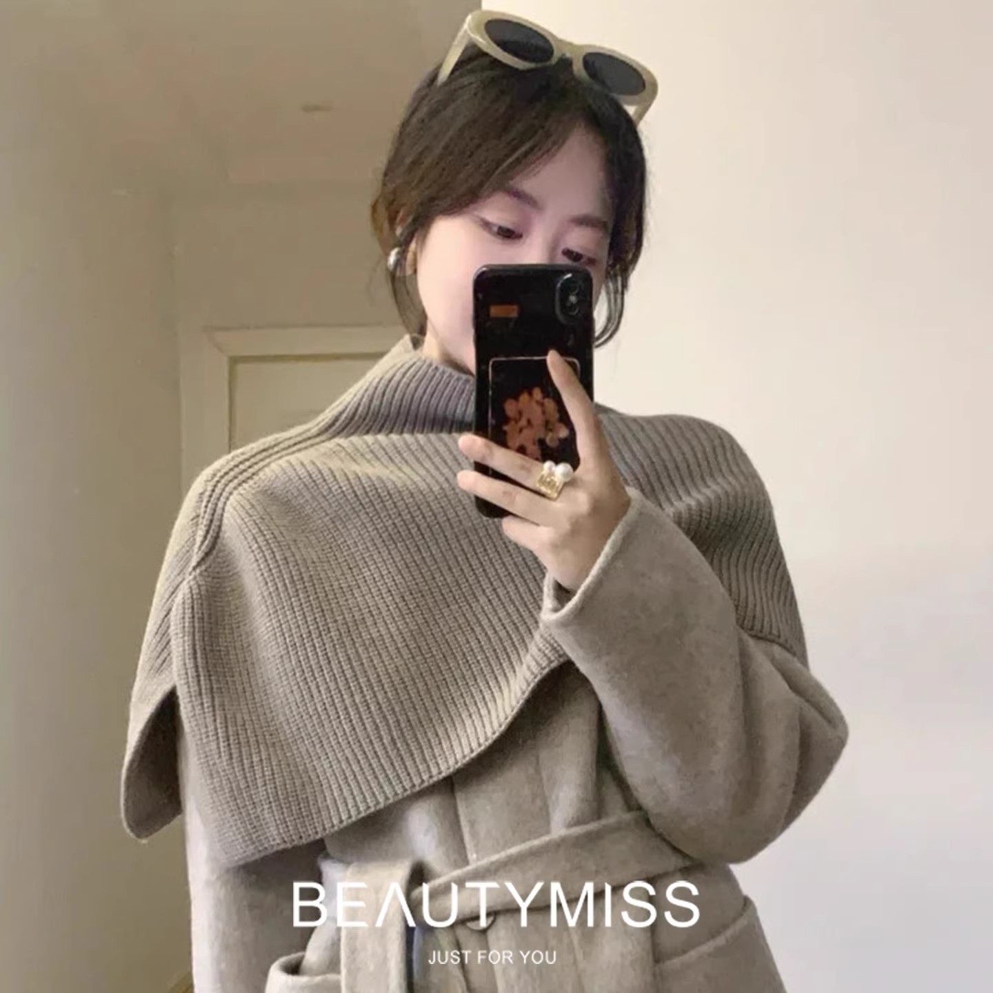 针织高领套头围脖女新款披肩外搭
